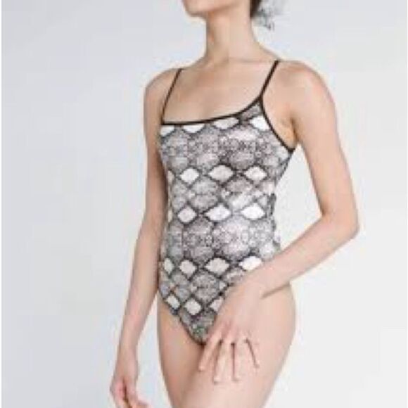 Free People Grey Snake Combo Bodysuit Small New With Tags - Picture 9 of 9